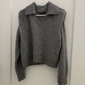 Mango Charcoal V-Neck Women's Sweater
